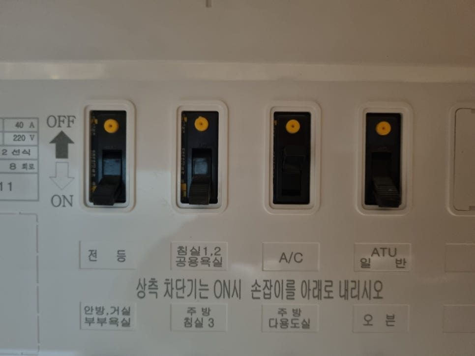 안전하게 정리된 전원 스위치 및 조작부